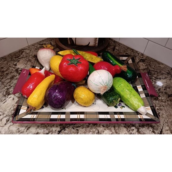 Vintage Oneida Strawberry Plaid Collectible 19x12.75 Inch Serving Platter Tray - Picture 9 of 10